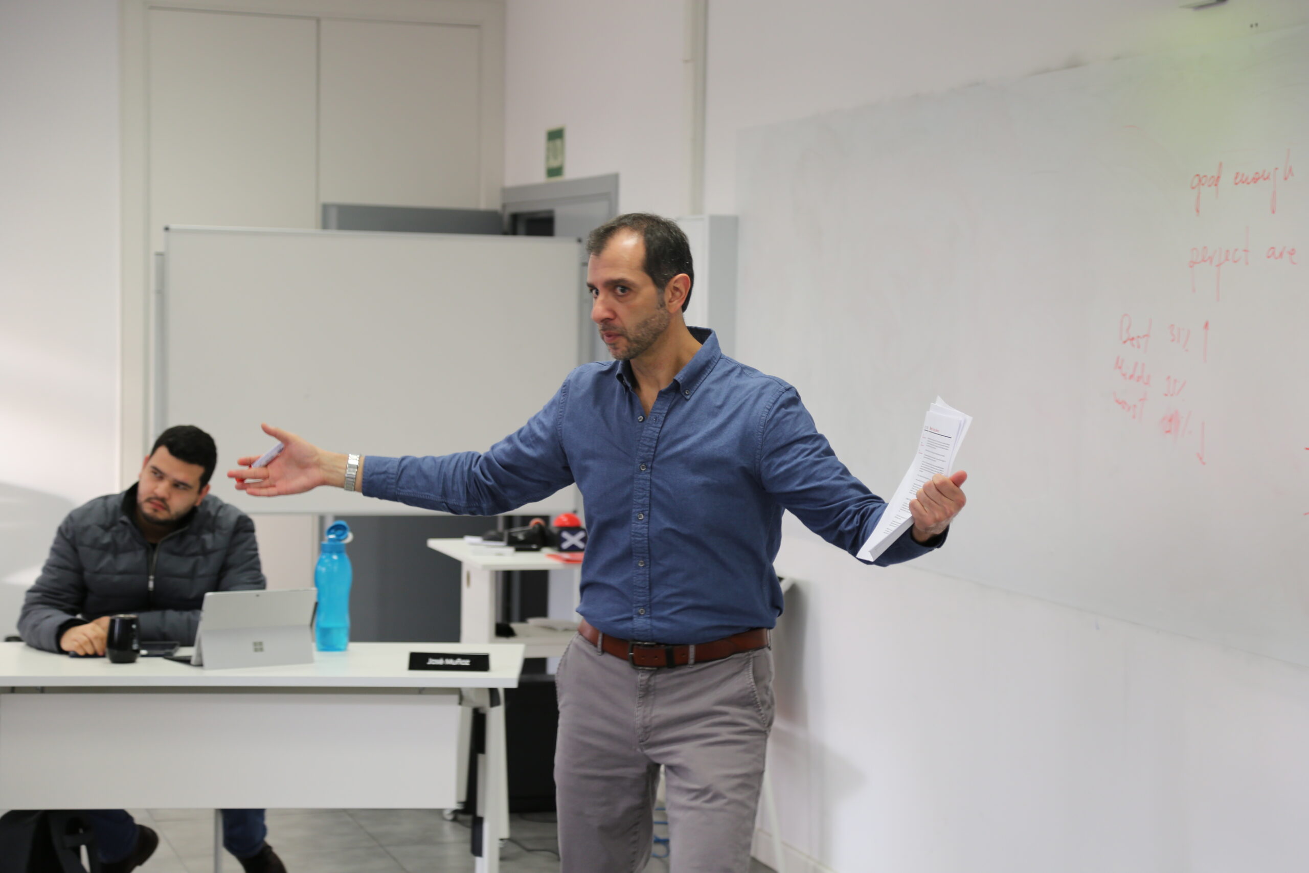 Juan Ignacio de la Rosa, Acton MBA Teacher, giving a class in Madrid, Spain